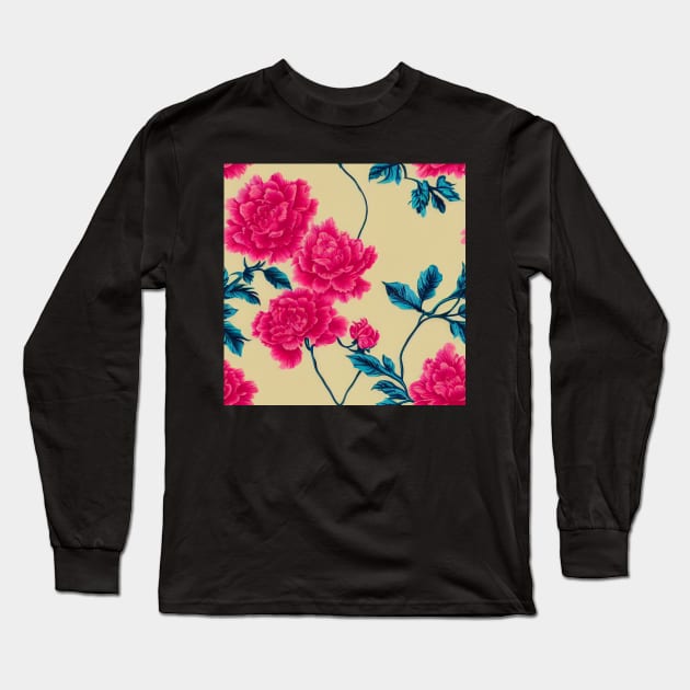 Rococo floral pattern, model 12 Long Sleeve T-Shirt by Endless-Designs